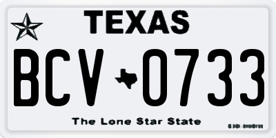 TX license plate BCV0733