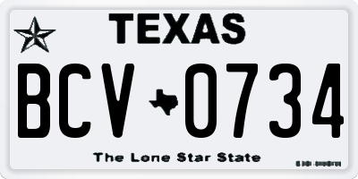 TX license plate BCV0734