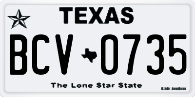 TX license plate BCV0735