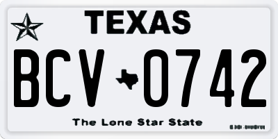 TX license plate BCV0742