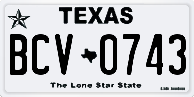 TX license plate BCV0743