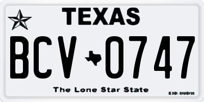 TX license plate BCV0747