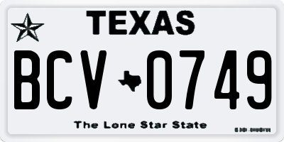 TX license plate BCV0749