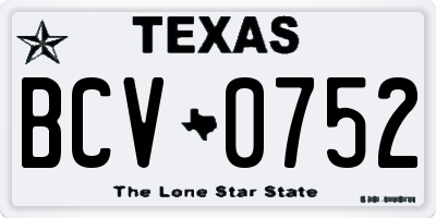 TX license plate BCV0752