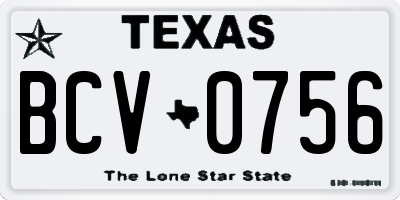 TX license plate BCV0756