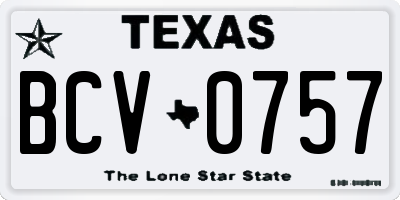 TX license plate BCV0757