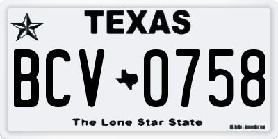 TX license plate BCV0758