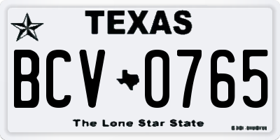TX license plate BCV0765