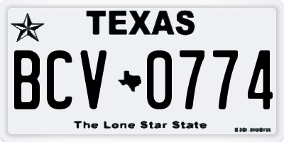 TX license plate BCV0774