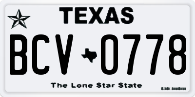 TX license plate BCV0778