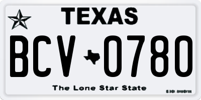 TX license plate BCV0780