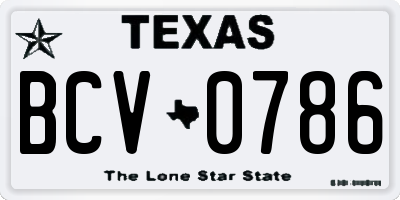 TX license plate BCV0786