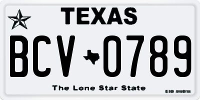 TX license plate BCV0789