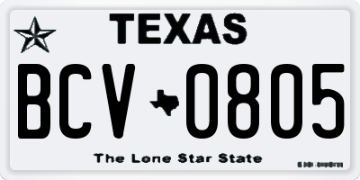 TX license plate BCV0805