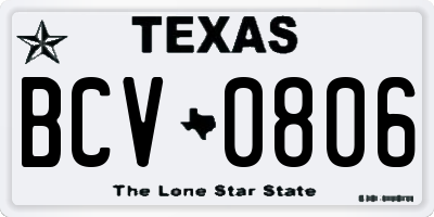 TX license plate BCV0806