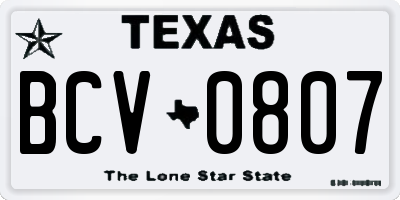 TX license plate BCV0807