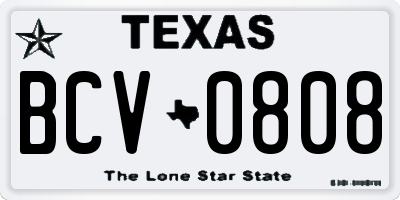 TX license plate BCV0808