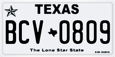 TX license plate BCV0809