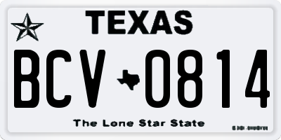 TX license plate BCV0814