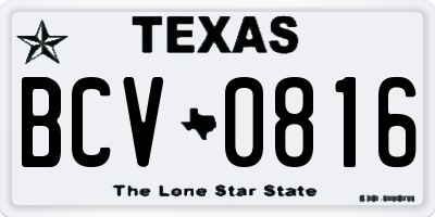 TX license plate BCV0816