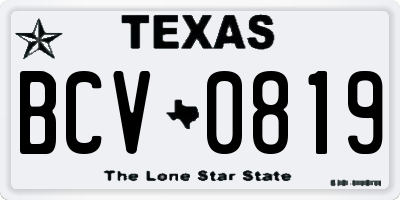 TX license plate BCV0819