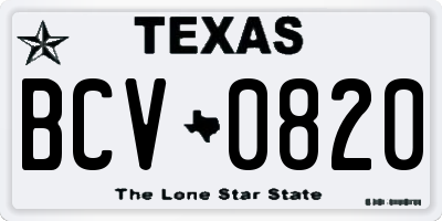 TX license plate BCV0820