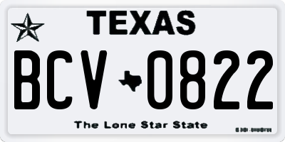 TX license plate BCV0822