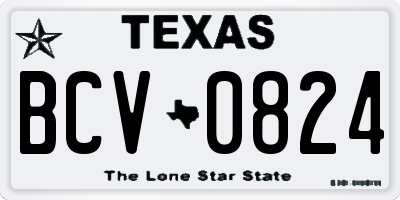TX license plate BCV0824