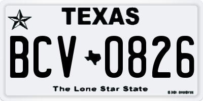 TX license plate BCV0826