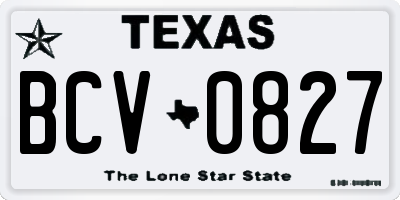 TX license plate BCV0827