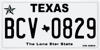 TX license plate BCV0829