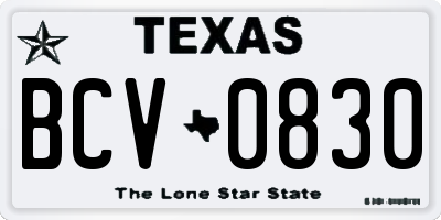 TX license plate BCV0830