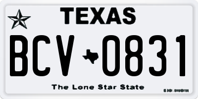 TX license plate BCV0831