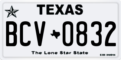 TX license plate BCV0832