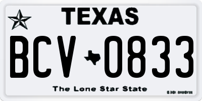 TX license plate BCV0833
