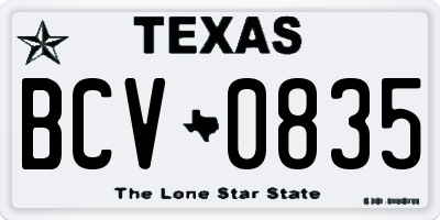 TX license plate BCV0835