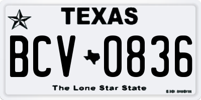 TX license plate BCV0836