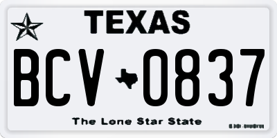 TX license plate BCV0837