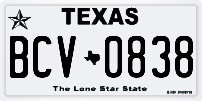 TX license plate BCV0838