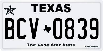 TX license plate BCV0839