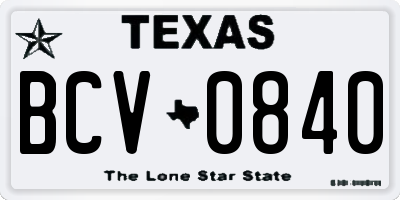 TX license plate BCV0840