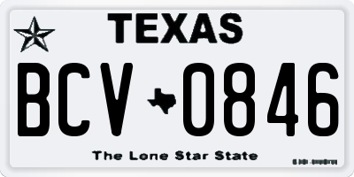 TX license plate BCV0846