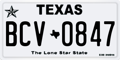 TX license plate BCV0847