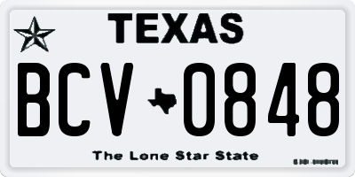 TX license plate BCV0848