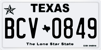 TX license plate BCV0849