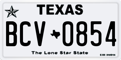 TX license plate BCV0854