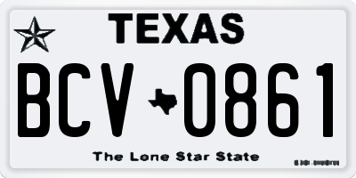TX license plate BCV0861