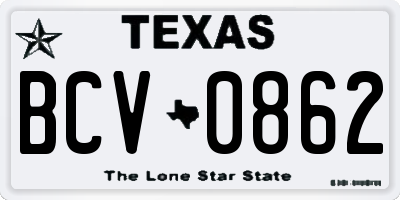 TX license plate BCV0862