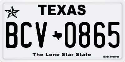 TX license plate BCV0865