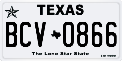 TX license plate BCV0866